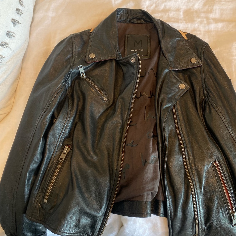 Black vintage leather jacket